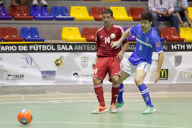 Partido Brasil contra Bielorrusia. 14º Campeonato del Mundo Universitario de Fútbol Sala 2014 (FUTSAL). Antequera. Julio de 2014