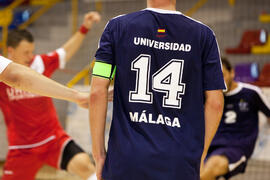 Partido clasificatorio entre Club Deportivo UMA Antequera y Universidad de Géneve de Suiza. IX Campeonato de Europa Universitario de Fútbol Sala. Antequera. Julio de 2013