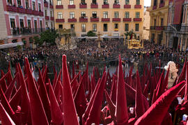 Acto de la Hermandad de los Estudiantes en la Catedral. Plaza del Obispo, Málaga. Marzo de 2018