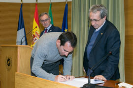 Toma de posesión de Jesús María Vías Martínez como nuevo profesor titular del Departamento de Geografía de la Universidad de Málaga. Edificio del Rectorado. Marzo de 2017