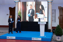 Cristina Cano presenta el acto de inauguración del Campeonato Europeo de Golf Universitario. Antequera. Junio de 2019