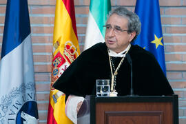 Intervención de José Ángel Narváez en la Apertura del Curso Académico 2017/2018 de la Universidad de Málaga. Salón de actos de la Facultad de Turismo. Septiembre de 2017