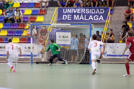 Partido Irán contra Bielorrusia. 14º Campeonato del Mundo Universitario de Fútbol Sala 2014 (FUTSAL). Antequera. Julio de 2014