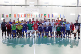 Jugadores y equipo técnico. Partido Israel contra Eslovaquia. 14º Campeonato del Mundo Universitario de Fútbol Sala 2014 (FUTSAL). Antequera. Julio de 2014