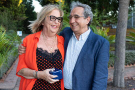 José Ángel Narváez y Adelaida de la Calle. Homenaje al personal jubilado o que cumple 25 años de servicio en la Universidad de Málaga. Jardín Botánico. Junio de 2019
