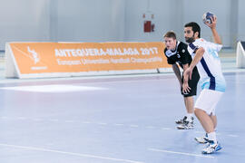 Partido Universidad de Málaga - Universidad de Basilea. Categoría masculina. Campeonato Europeo Universitario de Balonmano. Antequera. Julio de 2017