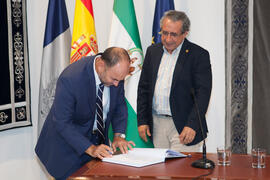Toma de posesión de Juan Carlos Rubio Moreno como nuevo catedrático de Organización de Empresas de la Universidad de Málaga. Edificio del Rectorado.  Julio de 2016