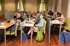 Asistentes a la tercera sesión del X Pleno del Consejo Universitario Iberoamericano (CUIB) en la Universidad de Málaga. Rectorado. Marzo de 2012