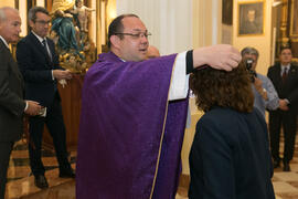Entrega de medallas de la Cofradía de los Estudiantes. Misa de Lunes Santo. Iglesia de San Agustín. Abril de 2019