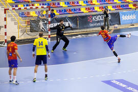 Partido Rumanía - España. Categoría masculina. Campeonato del Mundo Universitario de Balonmano. Antequera. Julio de 2016