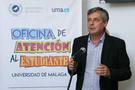 José Francisco Murillo en la inauguración de la Oficina de Atención al Estudiante de la Universidad de Málaga. Aulario Rosa de Gálvez. Abril de 2018