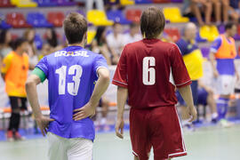 Partido Brasil contra Bielorrusia. 14º Campeonato del Mundo Universitario de Fútbol Sala 2014 (FUTSAL). Antequera. Julio de 2014