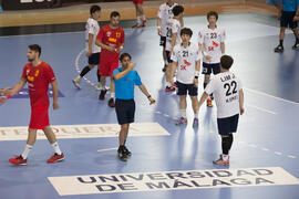 Partido Rumanía - Corea. Categoría masculina. Campeonato del Mundo Universitario de Balonmano. Antequera. Junio de 2016