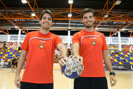 Equipo arbitral. Campeonato Europeo Universitario de Balonmano. Antequera. Julio de 2017