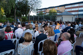 Intervención de Ángel Serrano. Homenaje al personal jubilado o que cumple 25 años de servicio en la Universidad de Málaga. Jardín Botánico. Junio de 2019