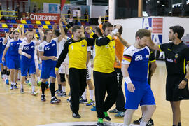 Partido Universidad de Suceava - Universidad de Duisburg-Essen. Categoría masculina. Campeonato Europeo Universitario de Balonmano. Antequera. Julio de 2017