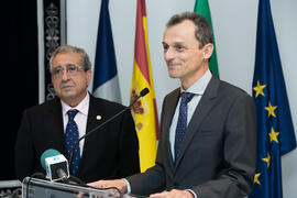 Pedro Duque en rueda de prensa. Edificio del Rectorado. Junio de 2018