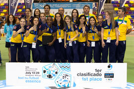 Medalla de oro para Brasil. Acto de clausura y entrega de medallas. 14º Campeonato del Mundo Universitario de Fútbol Sala 2014 (FUTSAL). Antequera. Julio de 2014