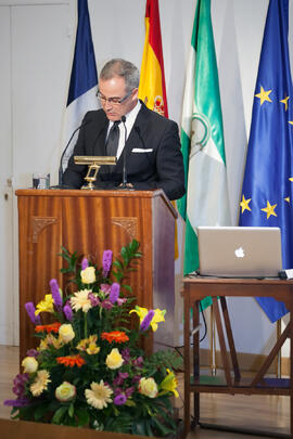 Miguel Porras en la Apertura del Curso Académico 2015/2016 de la Universidad de Málaga. Paraninfo. Septiembre de 2015