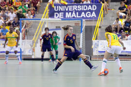 Partido Brasil contra España. 14º Campeonato del Mundo Universitario de Fútbol Sala 2014 (FUTSAL). Antequera. Julio de 2014