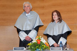 Investidura como Doctores "Honoris Causa" de Michelle Mattelart y Armand Mattelart por la Facultad de Ciencias de la Comunicación de la Universidad de Málaga. Rectorado. Abril de 2014