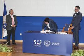 Toma de posesión de Daniel Navas Carrillo como profesor titular del Área de Urbanística y Ordenación del Territorio de la Universidad de Málaga. Toma de posesión de nuevos catedráticos y profesores titulares de la Universidad de Málaga. Paraninfo. Noviembre de 2023