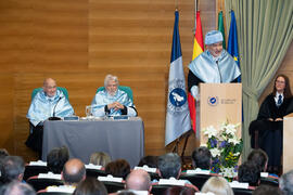 Discurso de "laudatio". Investidura de Miguel Sáenz Sagaseta y Brian Harris como Doctores "Honoris Causa" por la Facultad de Filosofía y Letras de la Universidad de Málaga. Edificio del Rectorado. Febrero de 2020