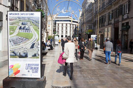 Exposición "La Universidad de Málaga del Siglo XXI". Calle Larios. Enero de 2017