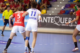 Partido Rusia - Polonia. Categoría femenina. Campeonato del Mundo Universitario de Balonmano. Antequera. Julio de 2016