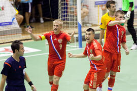 Partido Rusia contra Brasil. 14º Campeonato del Mundo Universitario de Fútbol Sala 2014 (FUTSAL). Antequera. Julio de 2014