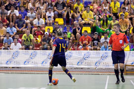 Partido Brasil contra España. 14º Campeonato del Mundo Universitario de Fútbol Sala 2014 (FUTSAL). Antequera. Julio de 2014