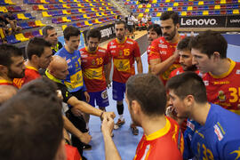 Partido Rumanía - España. Categoría masculina. Campeonato del Mundo Universitario de Balonmano. Antequera. Julio de 2016