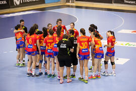 Partido Rumanía - España. Categoría femenina. Campeonato del Mundo Universitario de Balonmano. Antequera. Julio de 2016