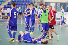 Saludo final. Partido Israel contra Eslovaquia. 14º Campeonato del Mundo Universitario de Fútbol Sala 2014 (FUTSAL). Antequera. Julio de 2014