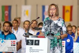 Adelaida de la Calle. Ceremonia de apertura del IX Campeonato de Europa Universitario de Fútbol Sala. Antequera. Julio de 2013
