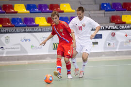 Partido Rusia contra Bielorrusia. 14º Campeonato del Mundo Universitario de Fútbol Sala 2014 (FUTSAL). Antequera. Julio de 2014