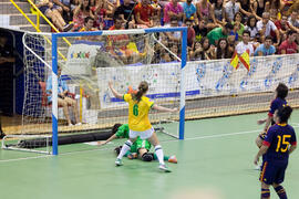 Partido Brasil contra España. 14º Campeonato del Mundo Universitario de Fútbol Sala 2014 (FUTSAL). Antequera. Julio de 2014