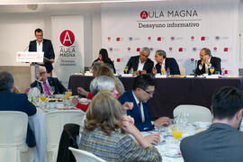 Intervención de Miguel Gaona. Desayuno Informativo de Aula Magna con motivo de su XX Aniversario. Consejo de Estudios Sociales y Comercio de la Universidad de Málaga. Mayo de 2018