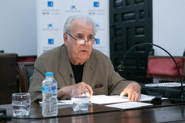 Eugenio Chicano en el Aula de Cultura de Diario Sur. Sociedad Económica Amigos del País. Junio de 2019