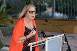 Intervención de Adelaida de la Calle. Homenaje al personal jubilado o que cumple 25 años de servicio en la Universidad de Málaga. Jardín Botánico. Junio de 2019