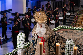 Actuación de la Banda de Música de la Archicofradía del Paso y la Esperanza en su Casa Hermandad. Málaga. Marzo de 2021