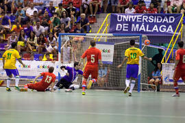 Partido Rusia contra Brasil. 14º Campeonato del Mundo Universitario de Fútbol Sala 2014 (FUTSAL). Antequera. Julio de 2014