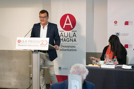 Intervención de Miguel Gaona. Desayuno Informativo de Aula Magna con motivo de su XX Aniversario. Consejo de Estudios Sociales y Comercio de la Universidad de Málaga. Mayo de 2018