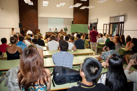 Intervención de Gaspar Garrote. Graduación en el CIE de la Universidad de Málaga. Centro Internacional de Español. Agosto de 2014