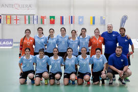 Jugadoras de Uruguay. Partido China contra Uruguay. 14º Campeonato del Mundo Universitario de Fútbol Sala 2014 (FUTSAL). Antequera. Julio de 2014
