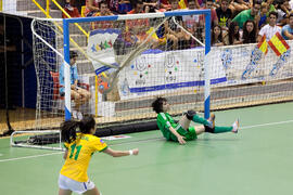Partido Brasil contra España. 14º Campeonato del Mundo Universitario de Fútbol Sala 2014 (FUTSAL). Antequera. Julio de 2014