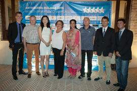Foto de grupo previa a la cena de gala con motivo del Campeonato del Mundo Universitario de Balonmano. Antequera. Junio de 2016