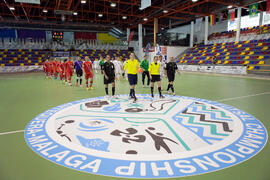 Salto a pista de los equipos. Partido Rusia contra Bielorrusia. 14º Campeonato del Mundo Universitario de Fútbol Sala 2014 (FUTSAL). Antequera. Julio de 2014