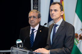 Pedro Duque en rueda de prensa. Edificio del Rectorado. Junio de 2018
