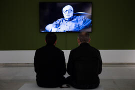 Instalación de vídeo. Exposición "Aguatintas por Seguiriyas", de Eugenio Chicano. Palacio Episcopal de Málaga. Enero de 2019